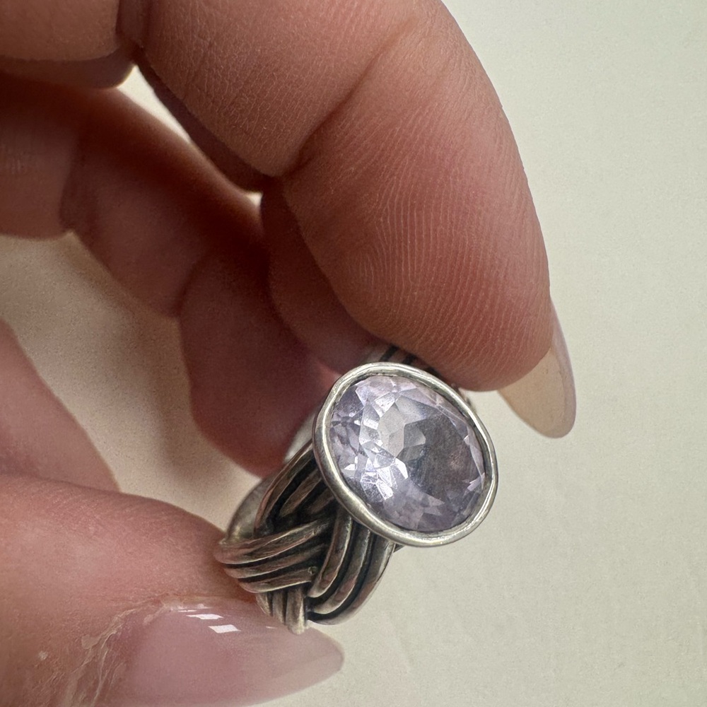 PANDORA RARE Retired Sterling Silver ALE Braided Amethyst Ring Size 7 9.5g - Picture 7 of 16
